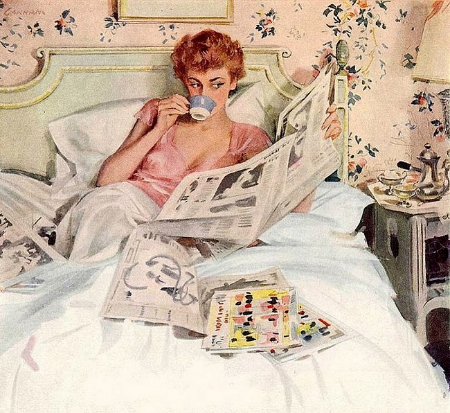 vintage woman in bed k